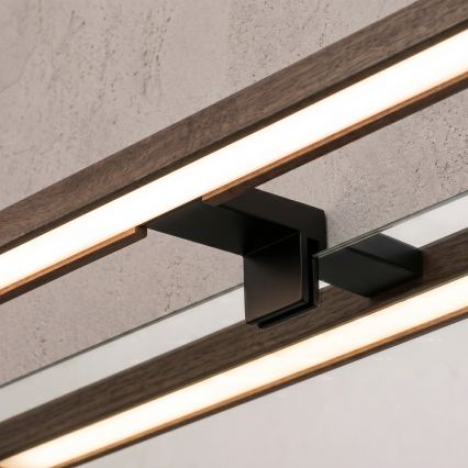 Brilagi - LED kúpeľňové zrkadlové osvetlenie 3v1 WOODY MIRROR LED/8W/230V 40 cm IP44 čierna/dub orech