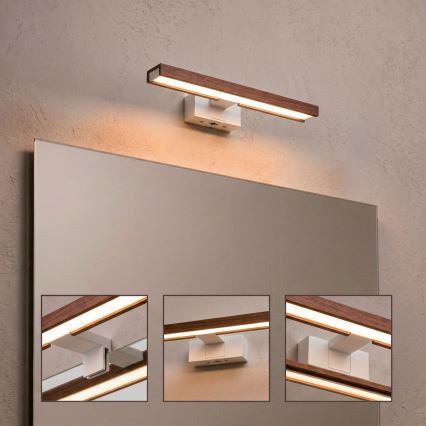 Brilagi - LED osvetlenie zrkadla do kúpeľne 3v1 WOODY MIRROR LED/8W/230V 40 cm IP44 biela/dub čerešňa