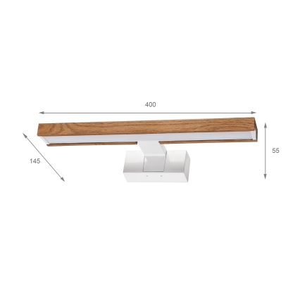 Brilagi - LED osvetlenie zrkadla do kúpeľne 3v1 WOODY MIRROR LED/8W/230V 40 cm IP44 biela/dub čerešňa