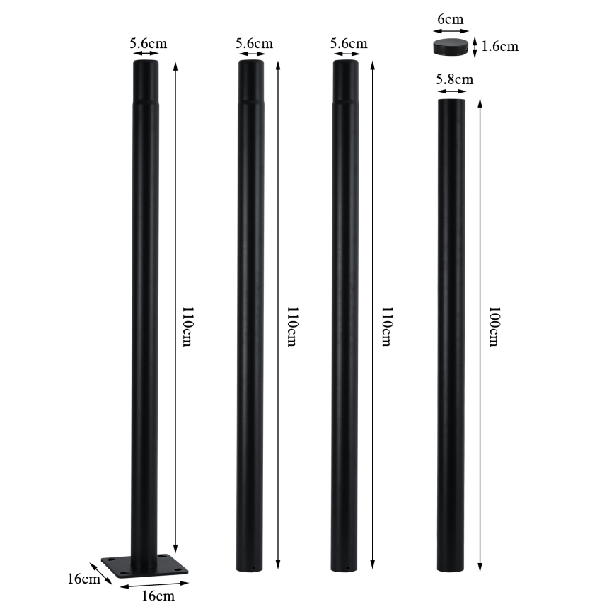 Brilagi - LED Pouličná lampa so stĺpom 4 m URBANSPARK LED/120W/230V čierna IP65