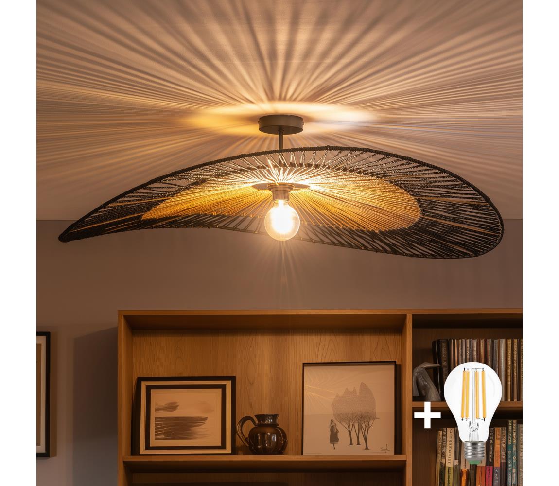 Brilagi - LED prisadené stropné svietidlo CERIA BOHO 1xE27/60W/230V priemer 100 cm čierna/hnedá BG3989+EG781093