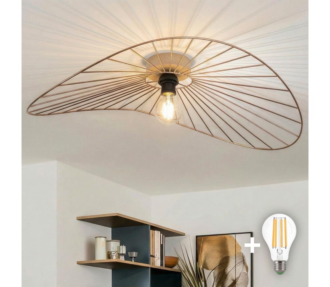 Brilagi - LED prisadené stropné svietidlo CERIA WIRE 1xE27/40W/230V 60x80 cm bronz/dub BG3985+EG300147