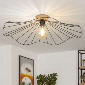 Brilagi - LED prisadené stropné svietidlo CERIA WIRE 1xE27/40W/230V pr. 80 cm čierna/dub