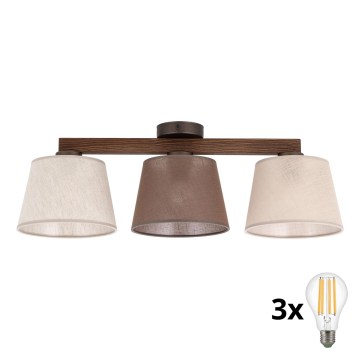BRILAGI - LED prisadené stropné svietidlo LATTE SABIA 3xE27/15W/230V borovica/mix