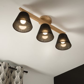 Brilagi - LED  Prisadený luster ANTHONY 3xE14/40W/230V dub/čierna