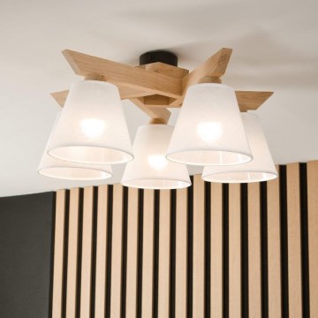 Brilagi - LED  Prisadený luster ANTHONY 5xE14/40W/230V dub/biela