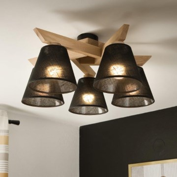 Brilagi - LED  Prisadený luster ANTHONY 5xE14/40W/230V dub/čierna