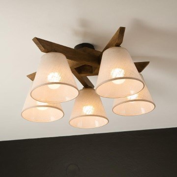 Brilagi - LED  Prisadený luster ANTHONY 5xE14/40W/230V dub orech/béžová
