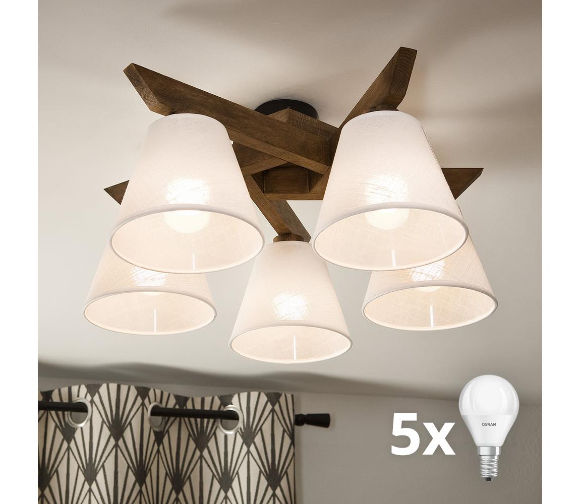 Brilagi - LED Prisadený luster ANTHONY 5xE14/40W/230V dub orech/biela 8590828610786