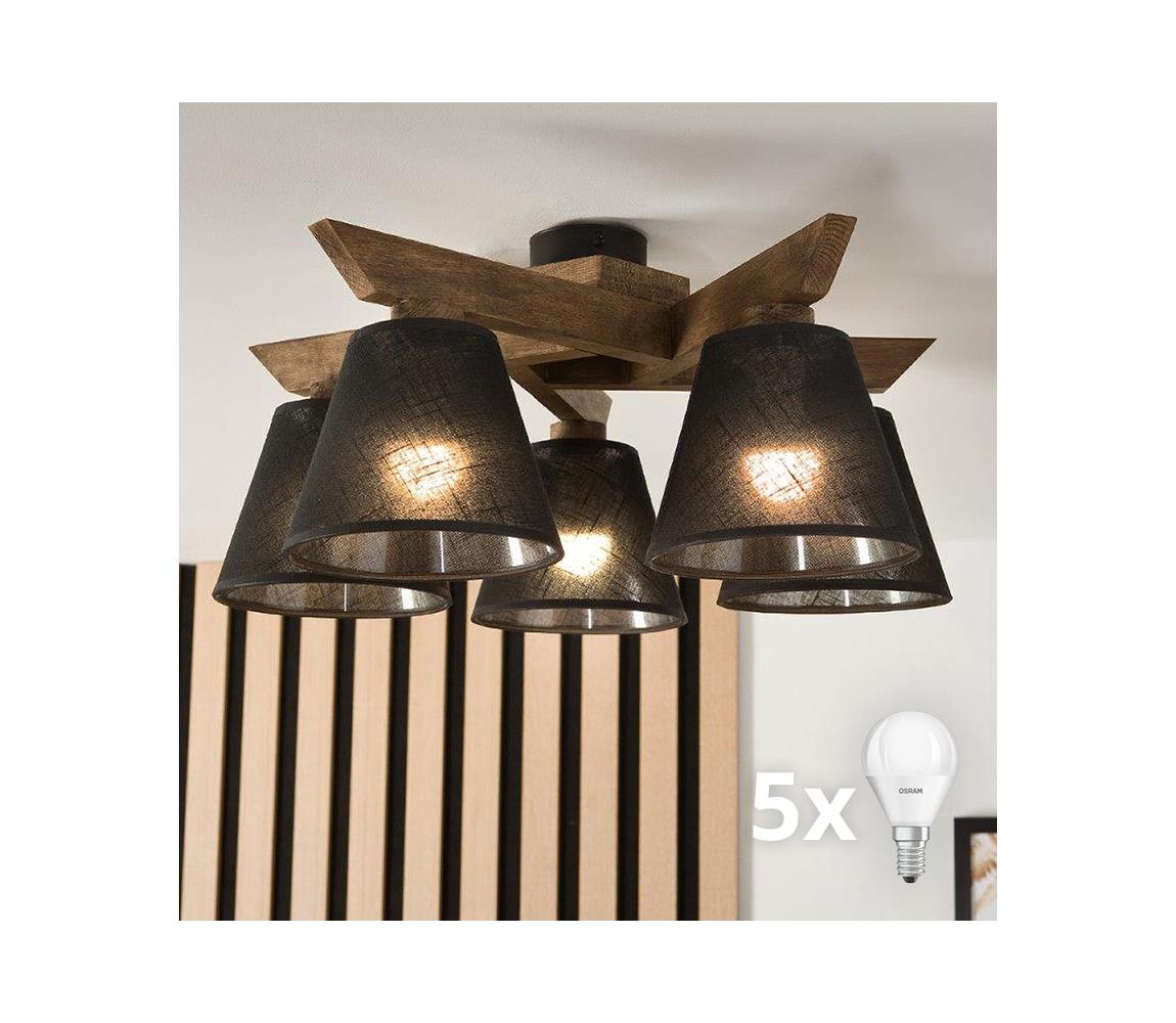 Brilagi - LED Prisadený luster ANTHONY 5xE14/40W/230V dub orech/čierna 8590828610816