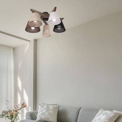 Brilagi - LED  Prisadený luster ANTHONY 5xE14/40W/230V dub orech