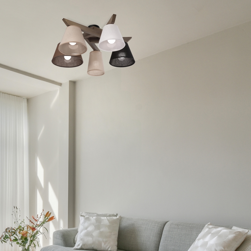 Brilagi - LED  Prisadený luster ANTHONY 5xE14/40W/230V dub orech