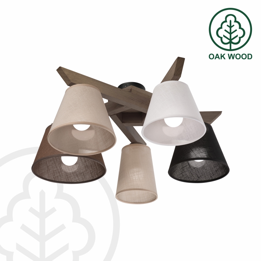 Brilagi - LED  Prisadený luster ANTHONY 5xE14/40W/230V dub orech