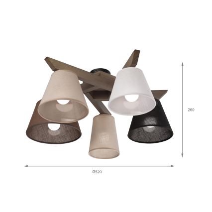 Brilagi - LED  Prisadený luster ANTHONY 5xE14/40W/230V dub orech