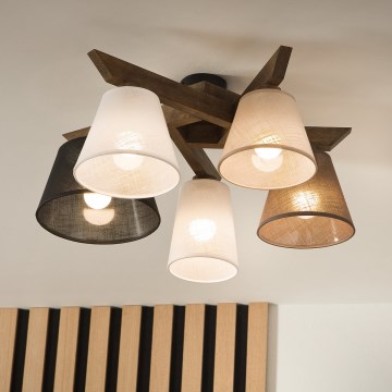 Brilagi - LED  Prisadený luster ANTHONY 5xE14/40W/230V dub orech