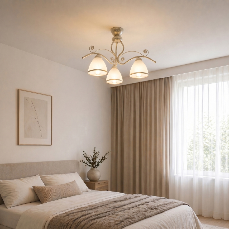 Brilagi - LED Prisadený luster ANTICO 3xE27/60W/230V 3000K biela patina