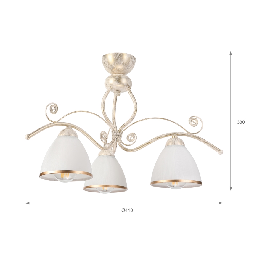 Brilagi - LED Prisadený luster ANTICO 3xE27/60W/230V 3000K biela patina