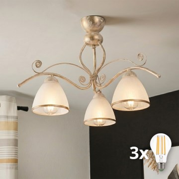 Brilagi - LED prisadený luster ANTICO 3xE27/60W/230V biela patina