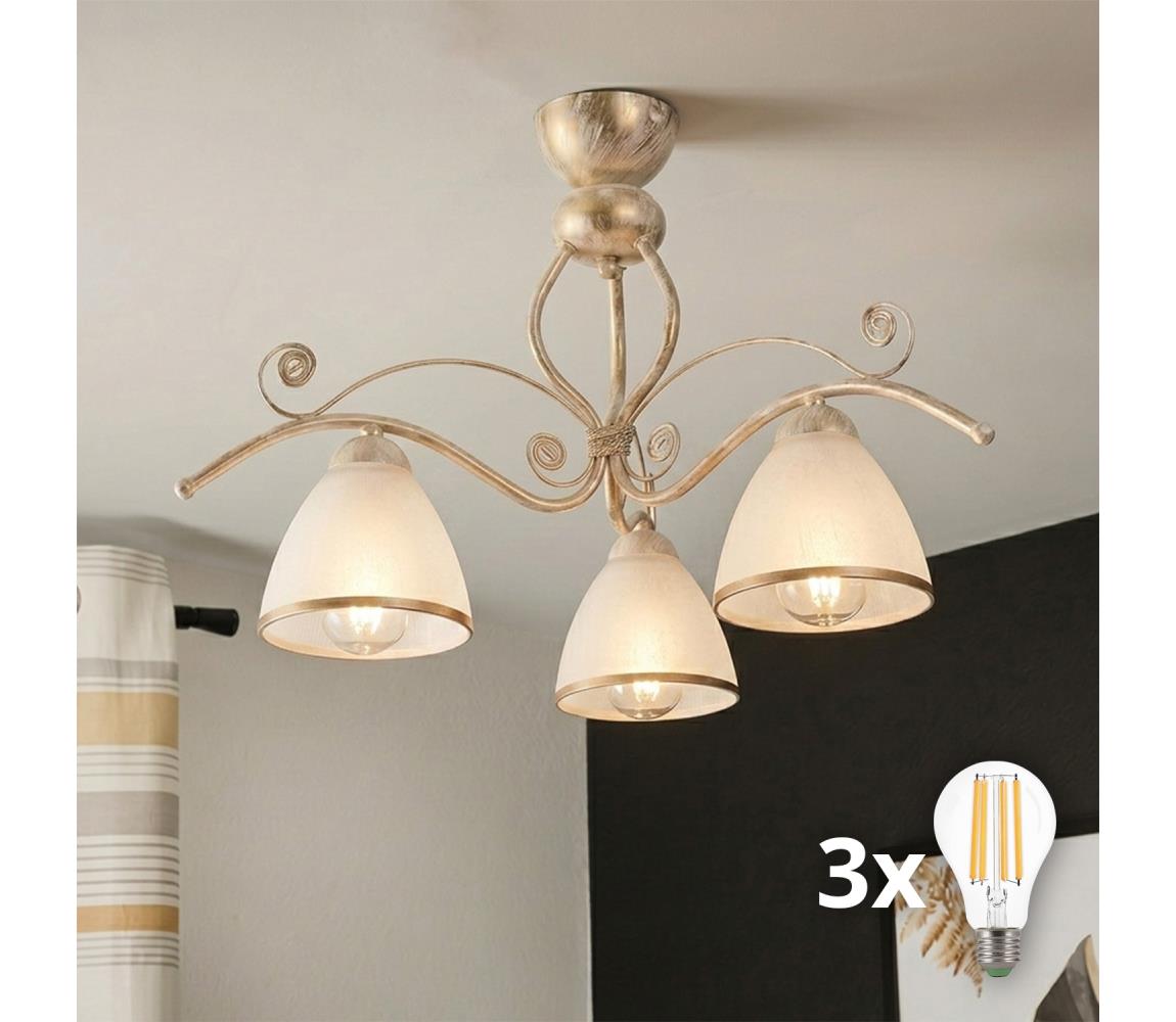 Brilagi - LED prisadený luster ANTICO 3xE27/60W/230V biela patina 8590828036852