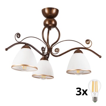 Brilagi - LED Prisadený luster ANTICO 3xE27/60W/230V bronz patina