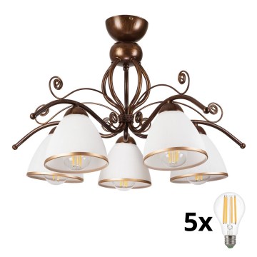 Brilagi - LED Prisadený luster ANTICO 5xE27/60W/230V bronz patina