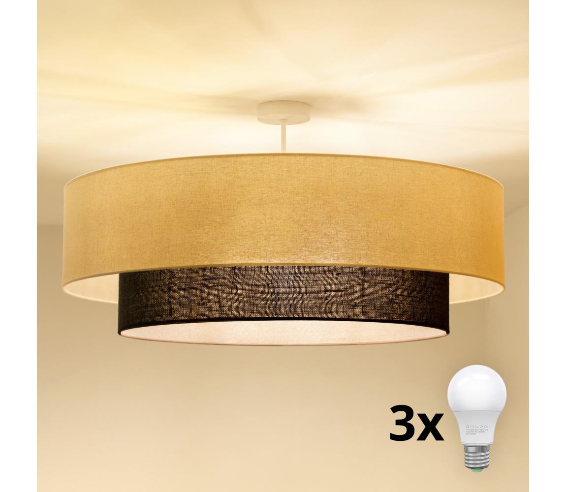 Brilagi - LED prisadený luster BOHO STYLE 3×E27/15W/230V, priemer 80 cm, krémová/hnedá 8590828028024