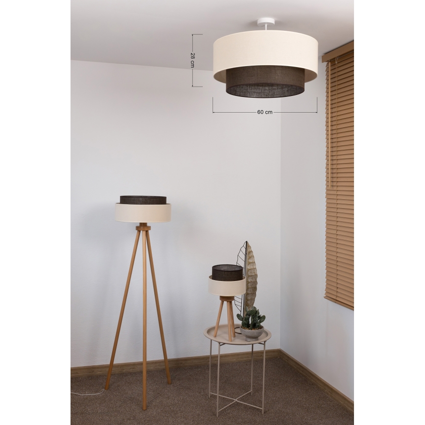 Brilagi - LED prisadený luster BOHO STYLE 3×E27/15W/230V Ø 60 cm krémový/hnedý