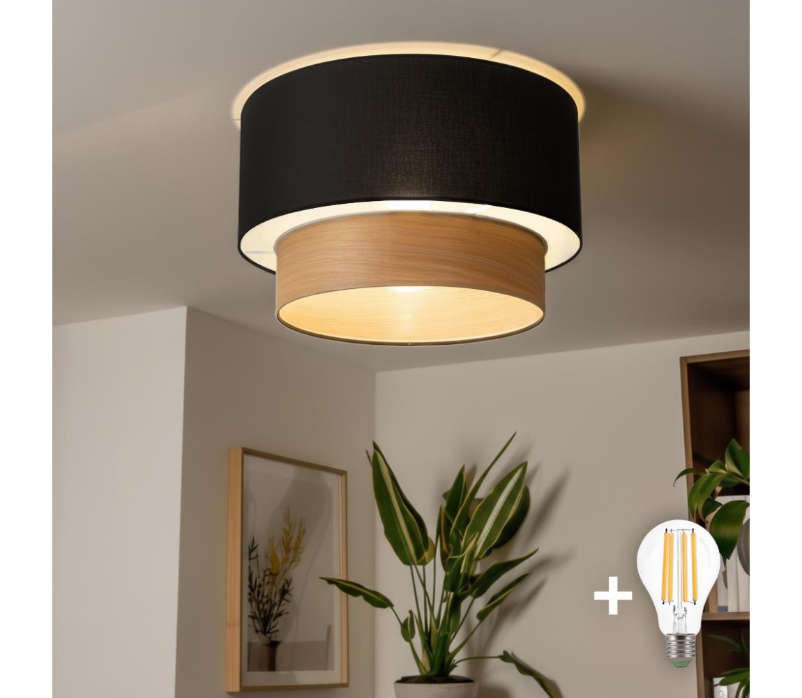 Brilagi - LED Prisadený luster CERIA 1xE27/40W/230V pr. 50 cm čierna/béžová BG3988+EG781091