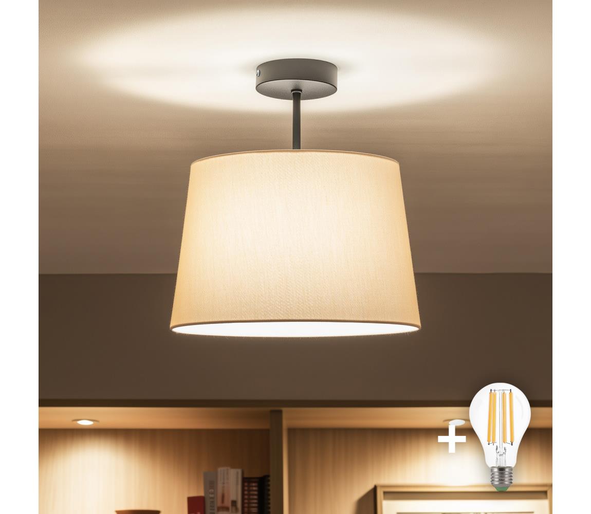 Brilagi - LED prisadený luster CERIA 1xE27/60W/230V pr. 30 cm čierna/béžová BG3989+EG781037