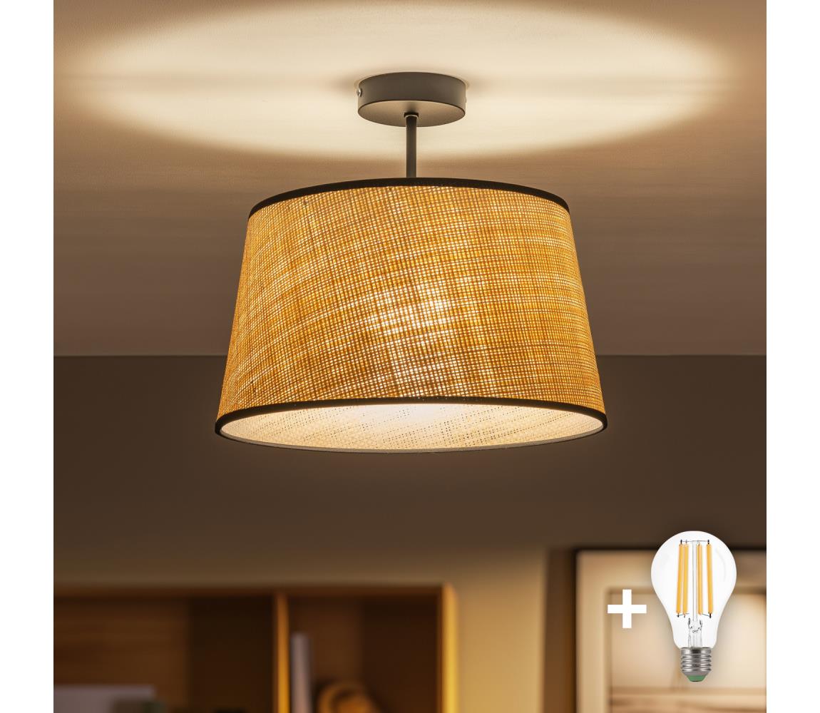 Brilagi - LED prisadený luster CERIA 1xE27/60W/230V pr. 35 cm čierna/béžová BG3989+EG781083