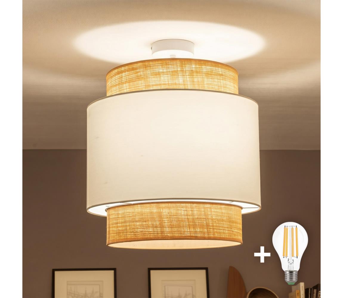 Brilagi - LED prisadený luster CERIA 1xE27/60W/230V pr. 40 cm béžová/biela BG3992+EG781086