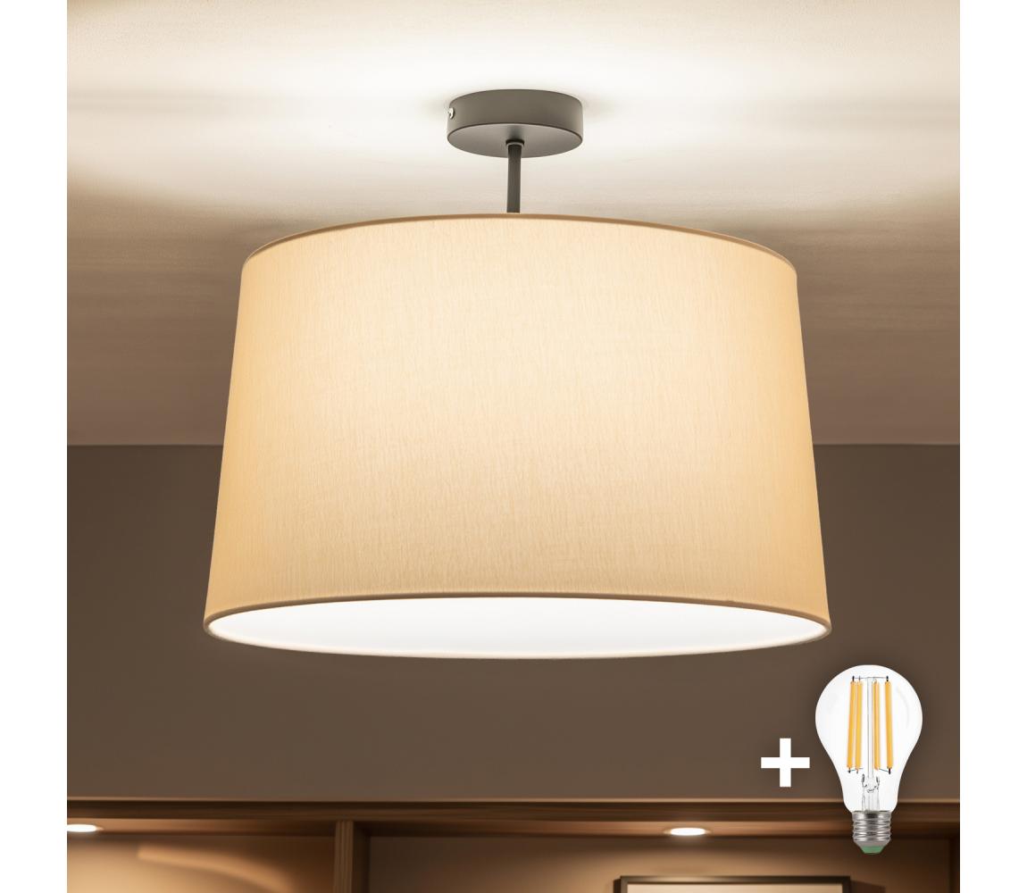 Brilagi - LED Prisadený luster CERIA 1xE27/60W/230V pr. 45 cm čierna/béžová BG3989+EG781043