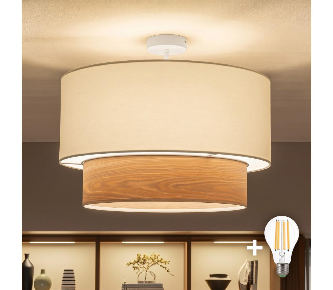 Brilagi - LED prisadený luster CERIA 1xE27/60W/230V pr. 50 cm biela/béžová BG3992+EG781089