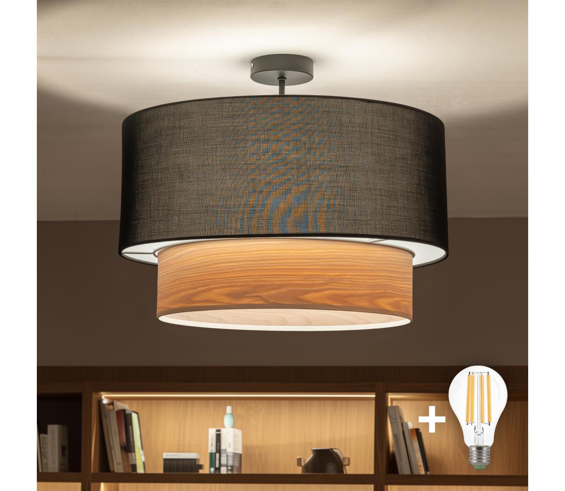 Brilagi - LED prisadený luster CERIA 1xE27/60W/230V pr. 50 cm čierna/béžová BG3989+EG781091
