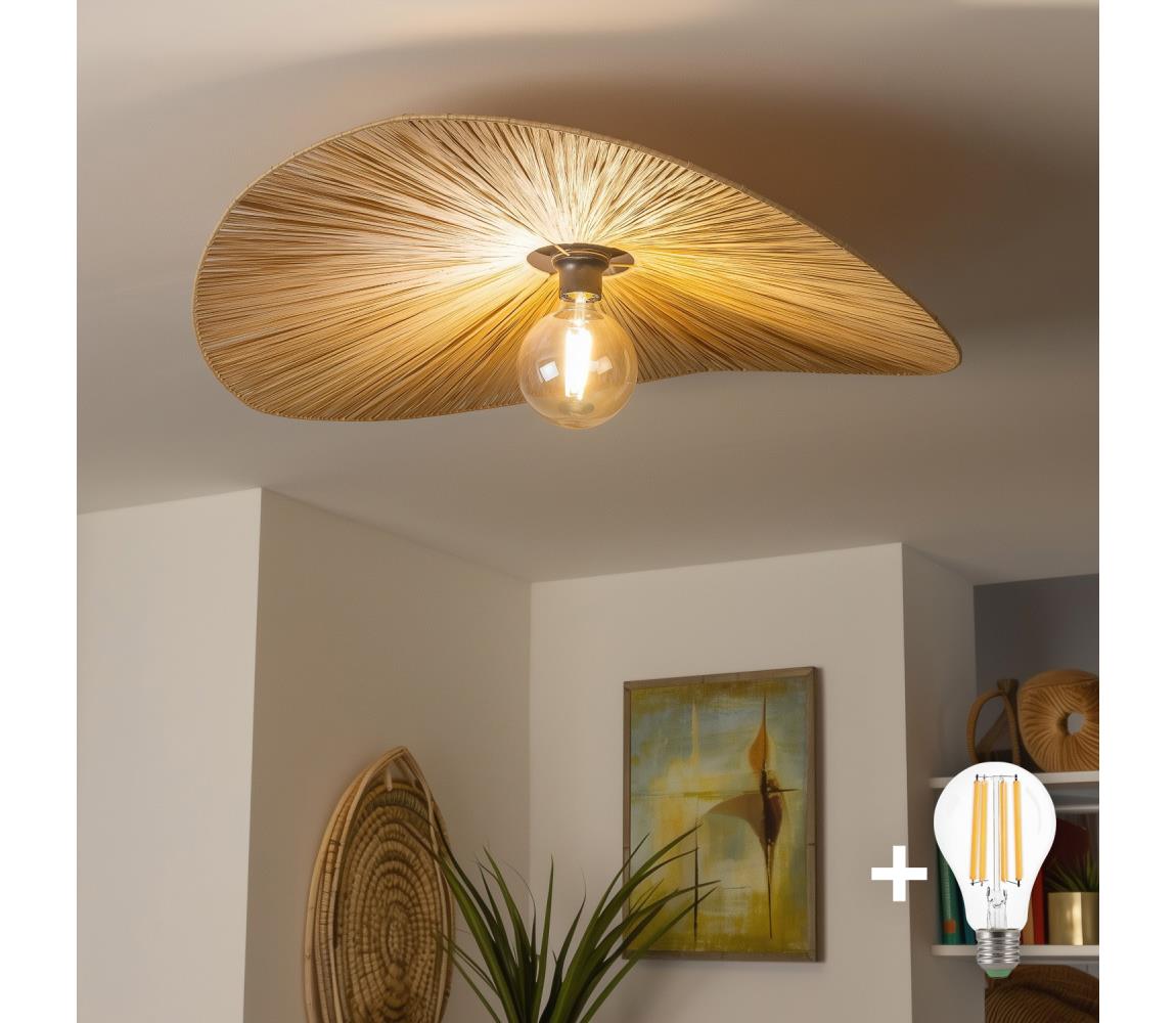 Brilagi - LED prisadený luster CERIA BOHO 1x objímka E27/40W/230V, priemer 80 cm, rafia BG3988+EG781096