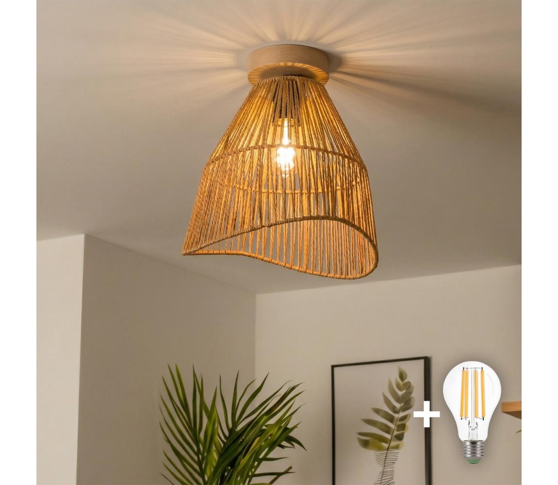 Brilagi - LED Prisadený luster CERIA BOHO 1xE27/40W/230V pr. 30 cm hnedá/dub BG3985+EG781101