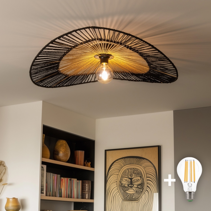 Brilagi - LED Prisadený luster CERIA BOHO 1xE27/40W/230V pr. 50 cm čierna/hnedá