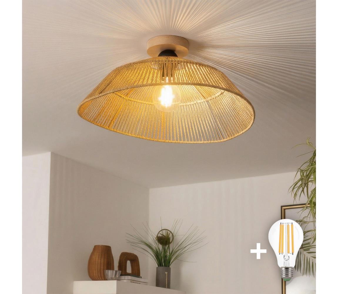 Brilagi - LED prisadený luster CERIA BOHO 1xE27/40W/230V pr. 50 cm hnedá/dub BG3985+EG781097