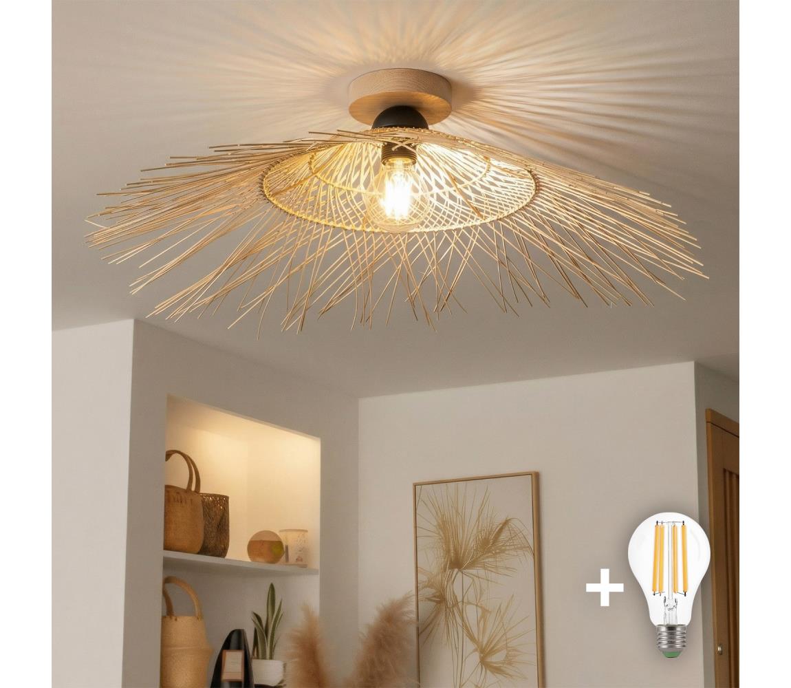 Brilagi - LED prisadený luster CERIA BOHO 1xE27/40W/230V pr. 70 cm bambus/dub BG3985+EG781124