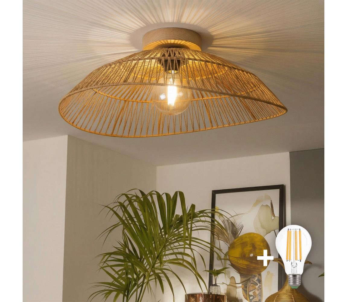Brilagi - LED prisadený luster CERIA BOHO 1xE27/40W/230V pr. 70 cm hnedá/dub BG3985+EG781098