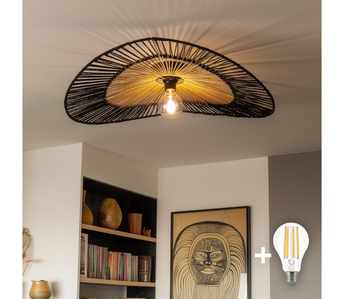 Brilagi - LED Prisadený luster CERIA BOHO 1xE27/40W/230V pr. 80 cm čierna/hnedá BG3988+EG781093
