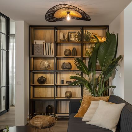 Brilagi - LED Prisadený luster CERIA BOHO 1xE27/40W/230V pr. 80 cm čierna/hnedá