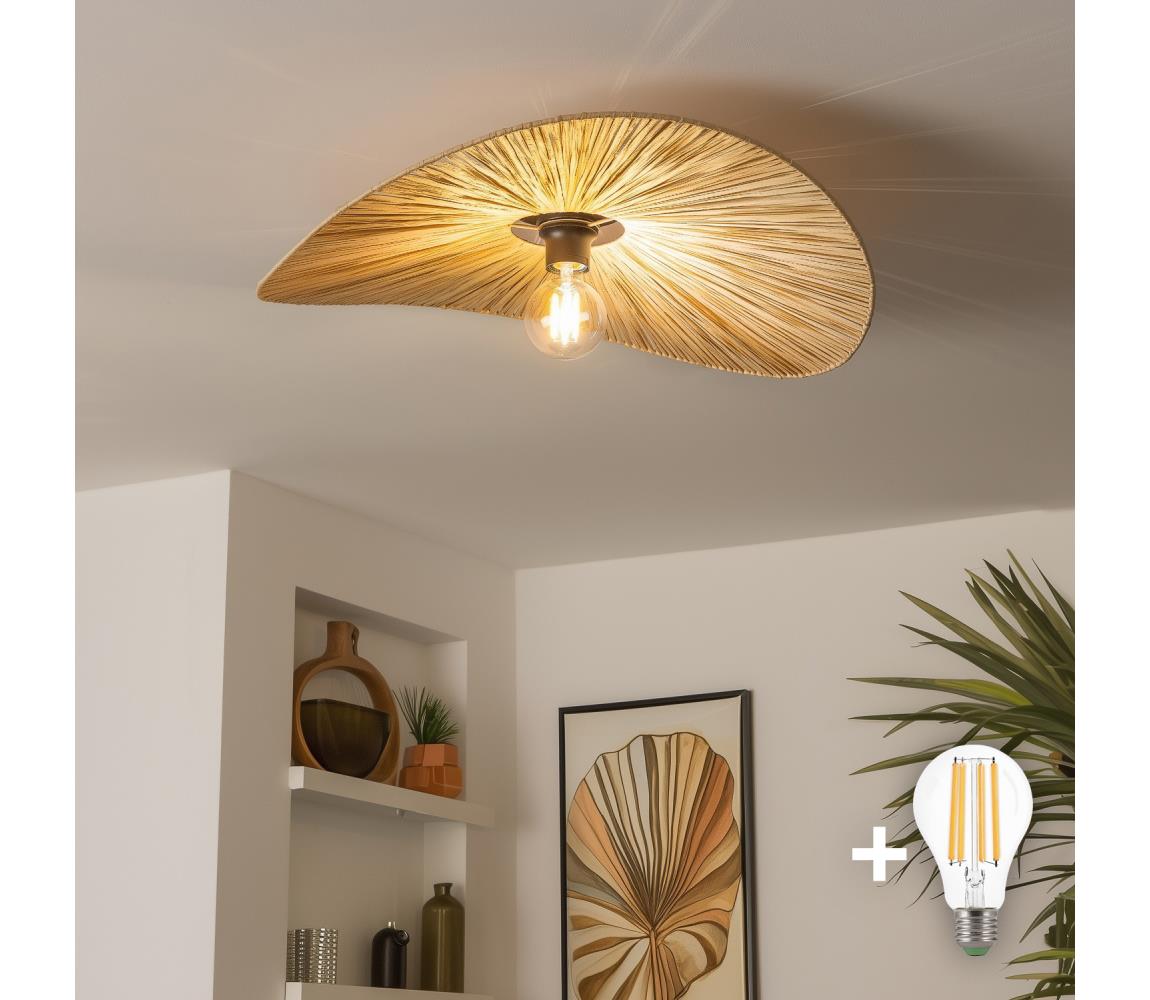 Brilagi - LED prisadený luster CERIA BOHO 1xE27/40W/230V, priemer 60 cm, rafia BG3988+EG781095