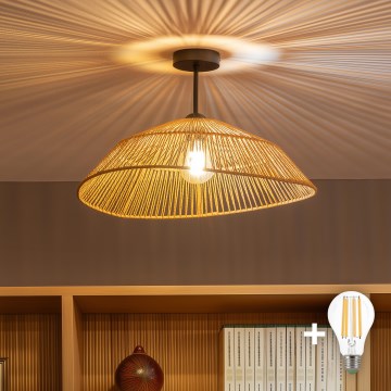 Brilagi - LED prisadený luster CERIA BOHO 1xE27/60W/230V pr. 50 cm čierna/hnedá