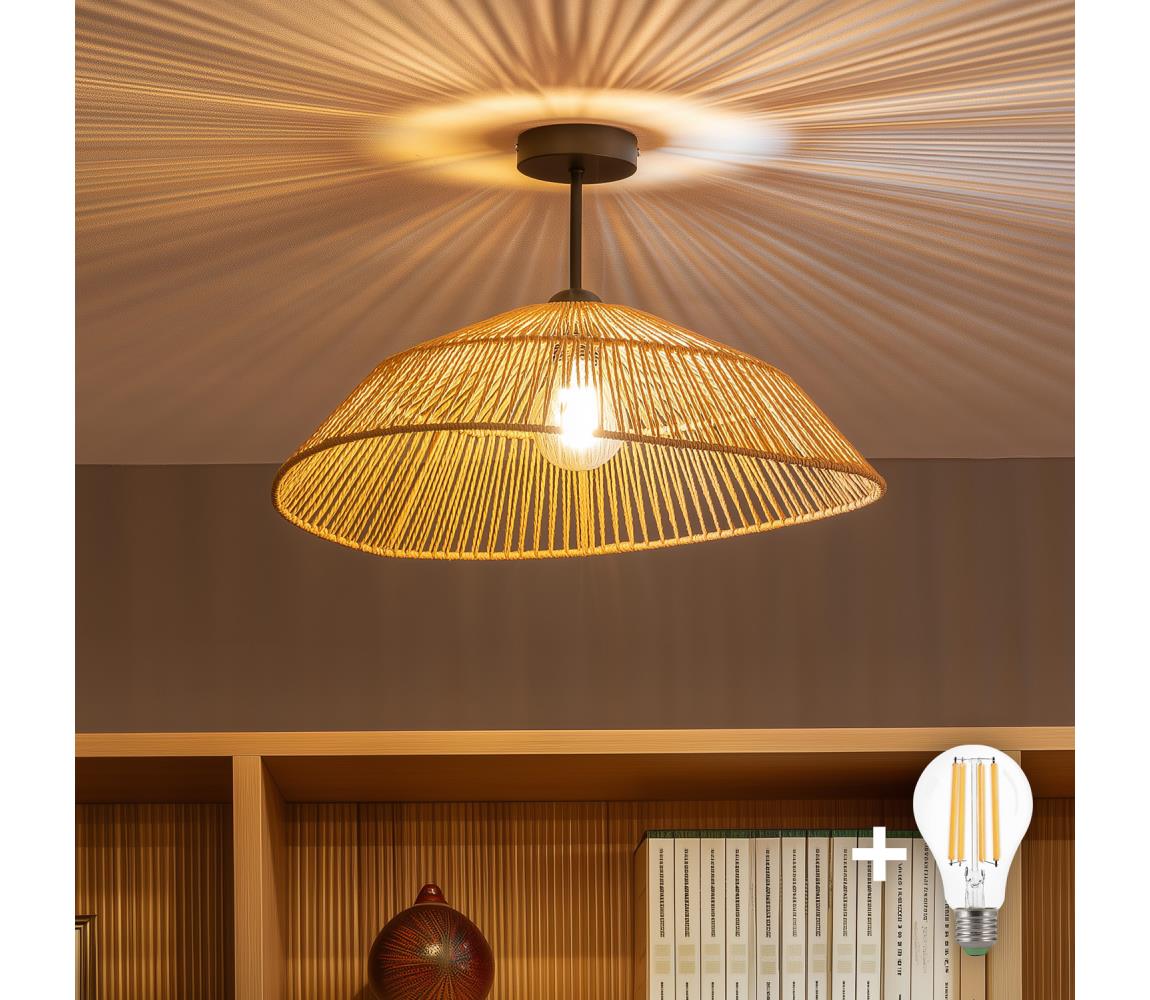 Brilagi - LED prisadený luster CERIA BOHO 1xE27/60W/230V pr. 50 cm čierna/hnedá BG3989+EG781097
