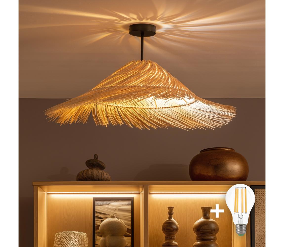 Brilagi - LED prisadený luster CERIA BOHO 1xE27/60W/230V pr. 70 cm čierna/béžová BG3989+EG781136