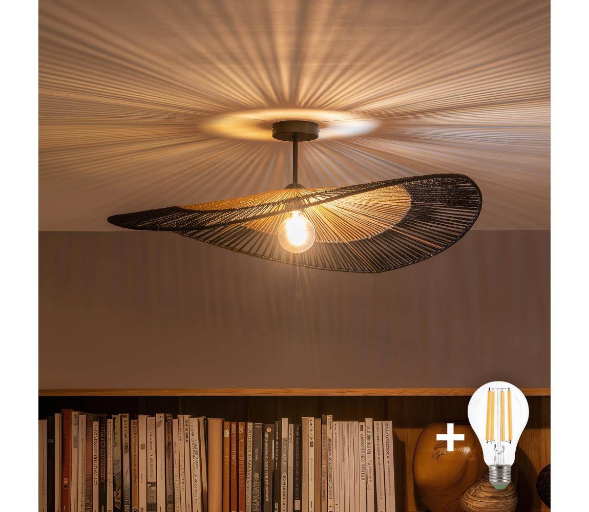 Brilagi - LED Prisadený luster CERIA BOHO 1xE27/60W/230V pr. 80 cm čierna/hnedá BG3989+EG781092