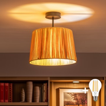 Brilagi - LED prisadený luster CERIA BOHO 1xE27/60W/230V priemer 30 cm čierna/rafia