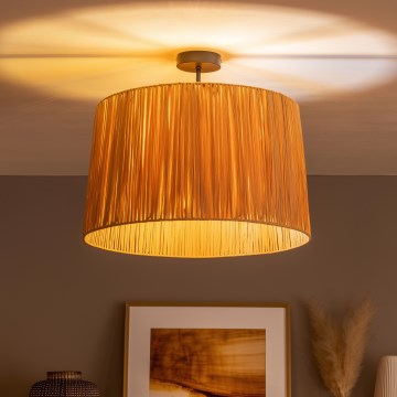 Brilagi - LED Prisadený luster CERIA BOHO 1xE27/60W/230V priemer 50 cm čierna/rafia