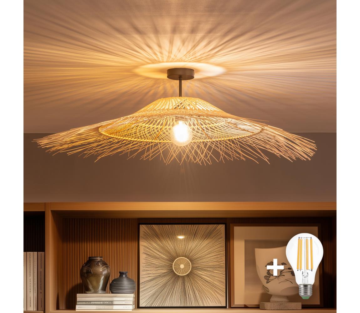 Brilagi - LED prisadený luster CERIA BOHO 1×E27/60W/230V, priemer 100 cm, čierna/béžová BG3989+EG781125